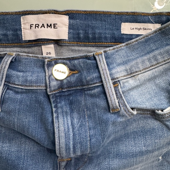 Frame Denim High Rise Light Blue Ripped Jeans - Picture 2 of 5